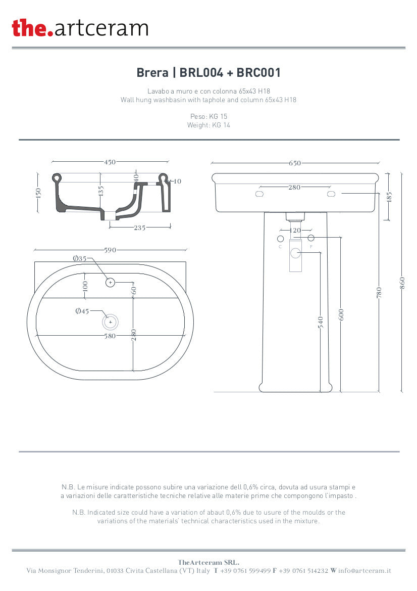Colonna per lavabi Brera