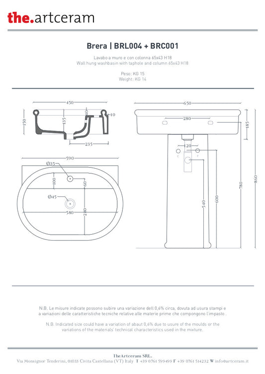 Colonne de lavabo Brera