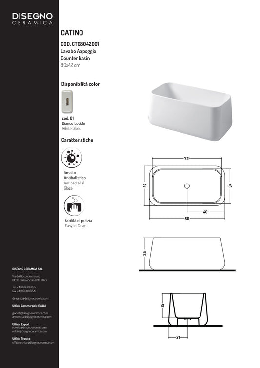 Vasque rectangulaire à poser 80 cm