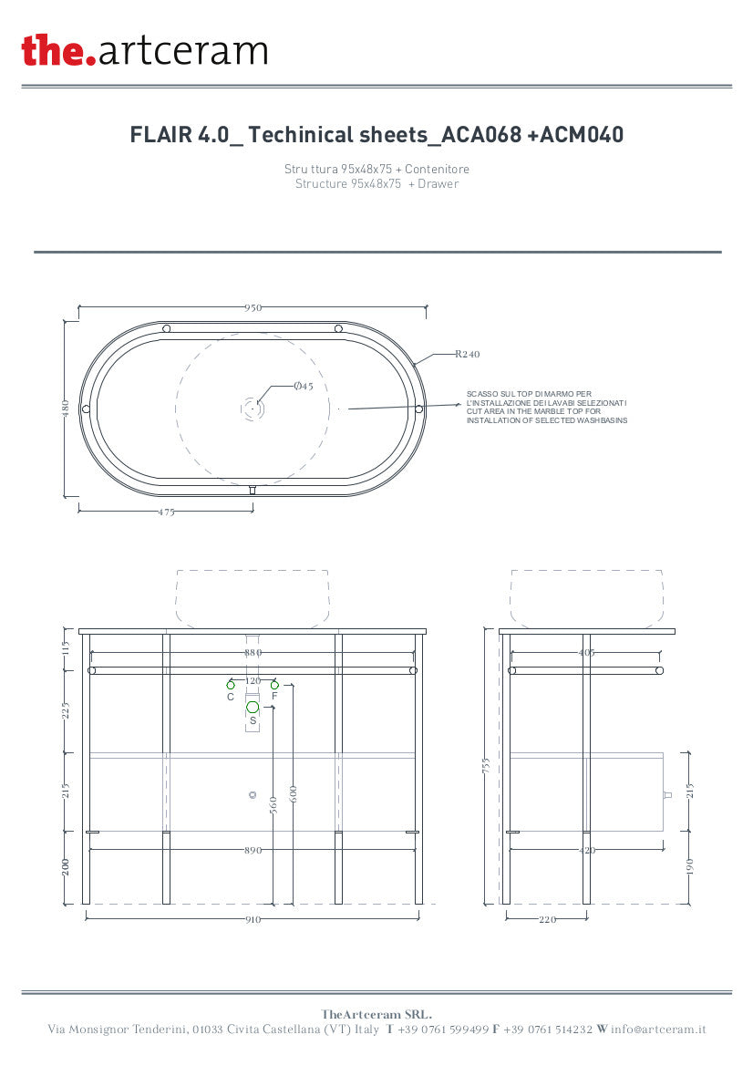 Structure pour lavabo ovale 36,5 x 58,6 cm h83 Hors échelle