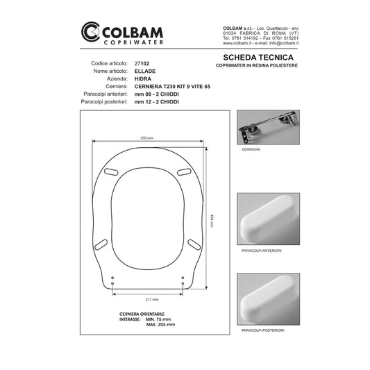 Abattant de toilette compatible avec Ellade