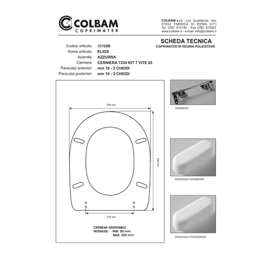Abattant de toilette compatible avec Elios/Diana/Frine