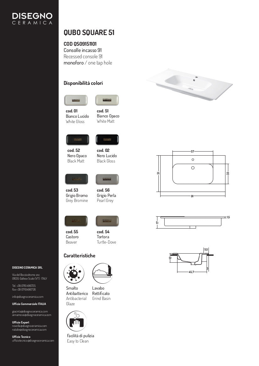 Consolle da incasso cm 91x51 Qubo Square