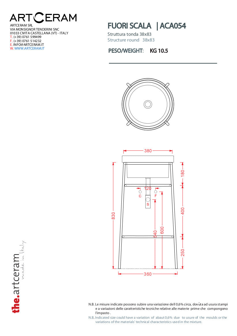 Composizione struttura e lavabo tondo cm 40 Fuori Scala