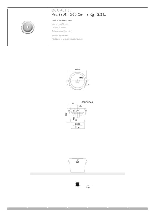 Lavabo appoggio cm 30 Bucket