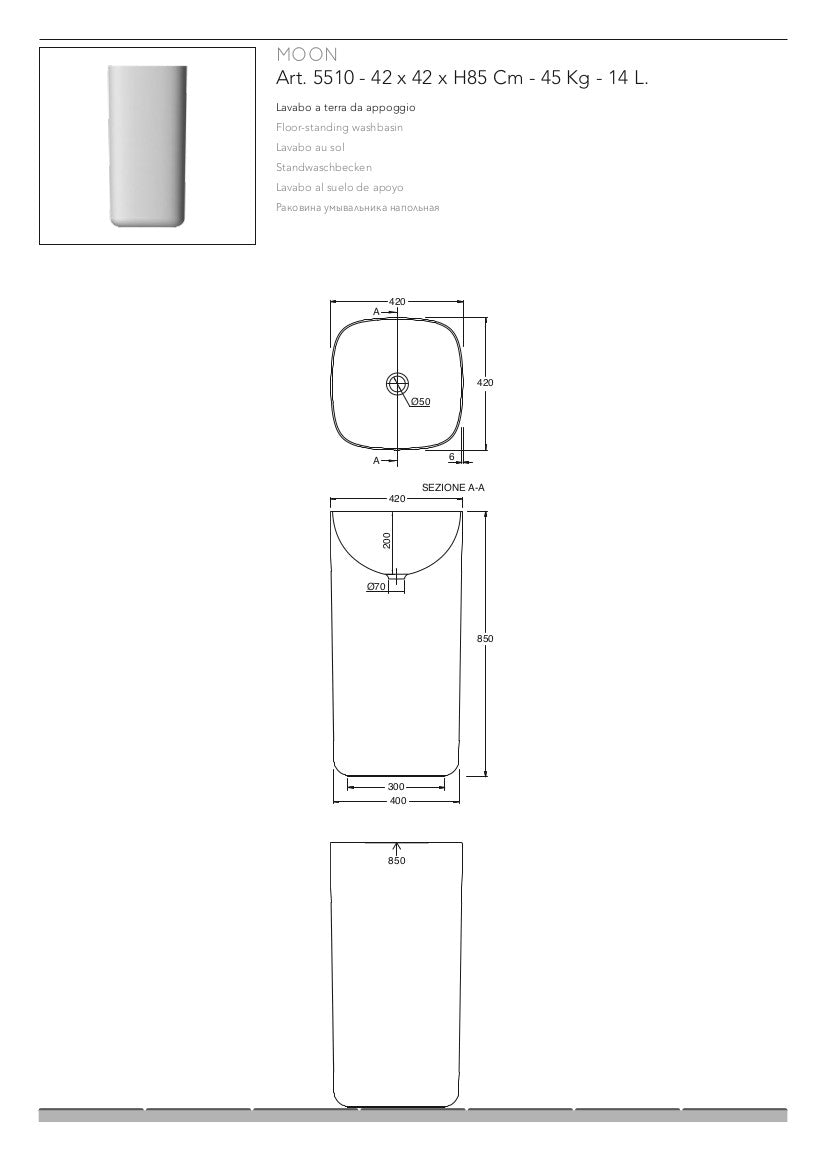 Lavabo a terra da appoggio Moon