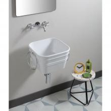 Lavabo Appoggio/Sospeso cm 40x40 Bacile Cubo Bianco