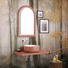 Composizione Lavabo Bucchero Con Mensola e  Specchio Arancio Cammeo