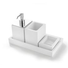 Set 4 pezzi, Bicchiere, Dispenser, Sapone, Vassoio BeMood bianco