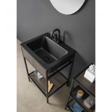 Struttura portalavabo con lavabo in ceramica nero e ripiano Skema