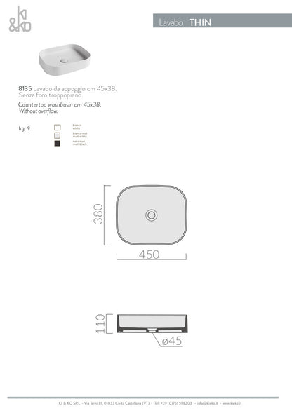 Lavabo da appoggio bordo fino Thin 38