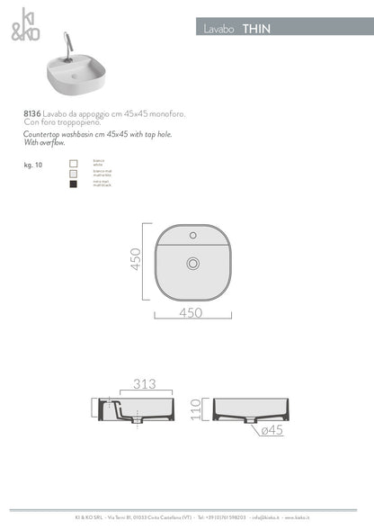 Lavabo da appoggio bordo fino Thin 45
