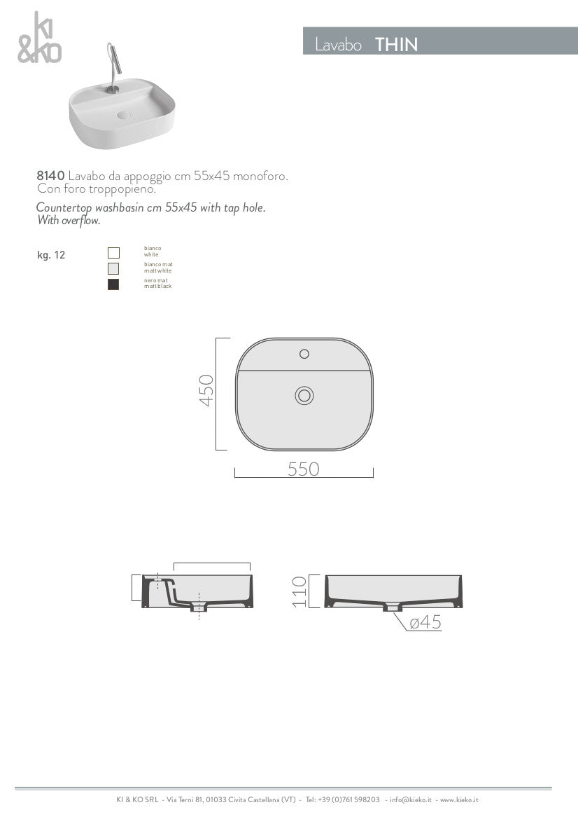 Lavabo da appoggio bordo fino Thin 45
