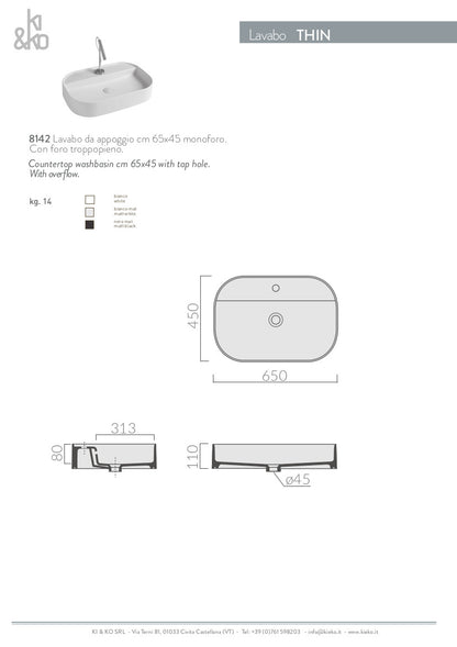 Lavabo da appoggio bordo fino Thin 45