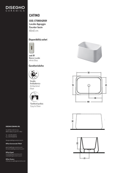 Vasque rectangulaire à poser 60 cm