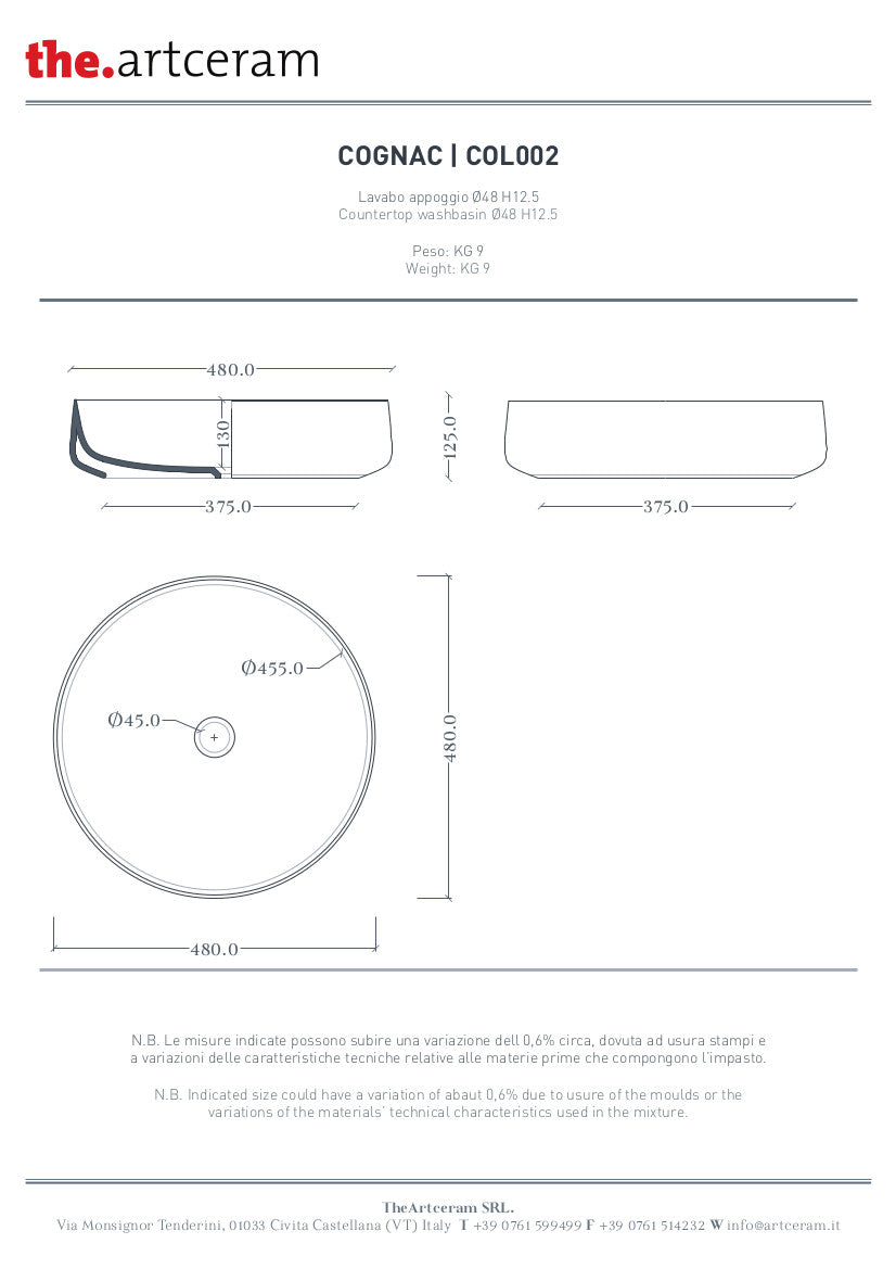 Lavabo Appoggio Cognac 48 Marmi & Graniglie