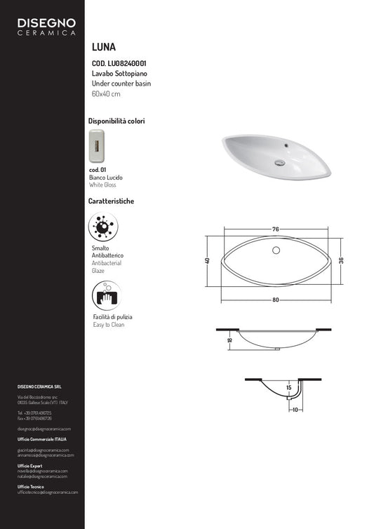 Lavabo Sottopiano Luna