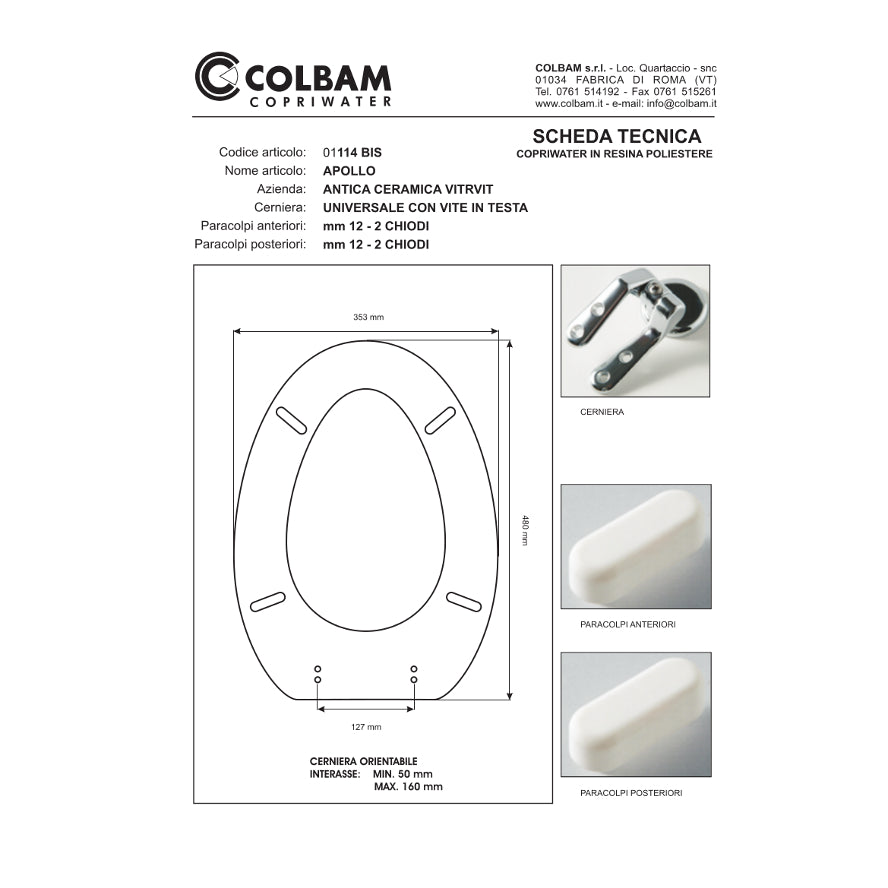 Copriwater Compatibile Apollo/Vulcano