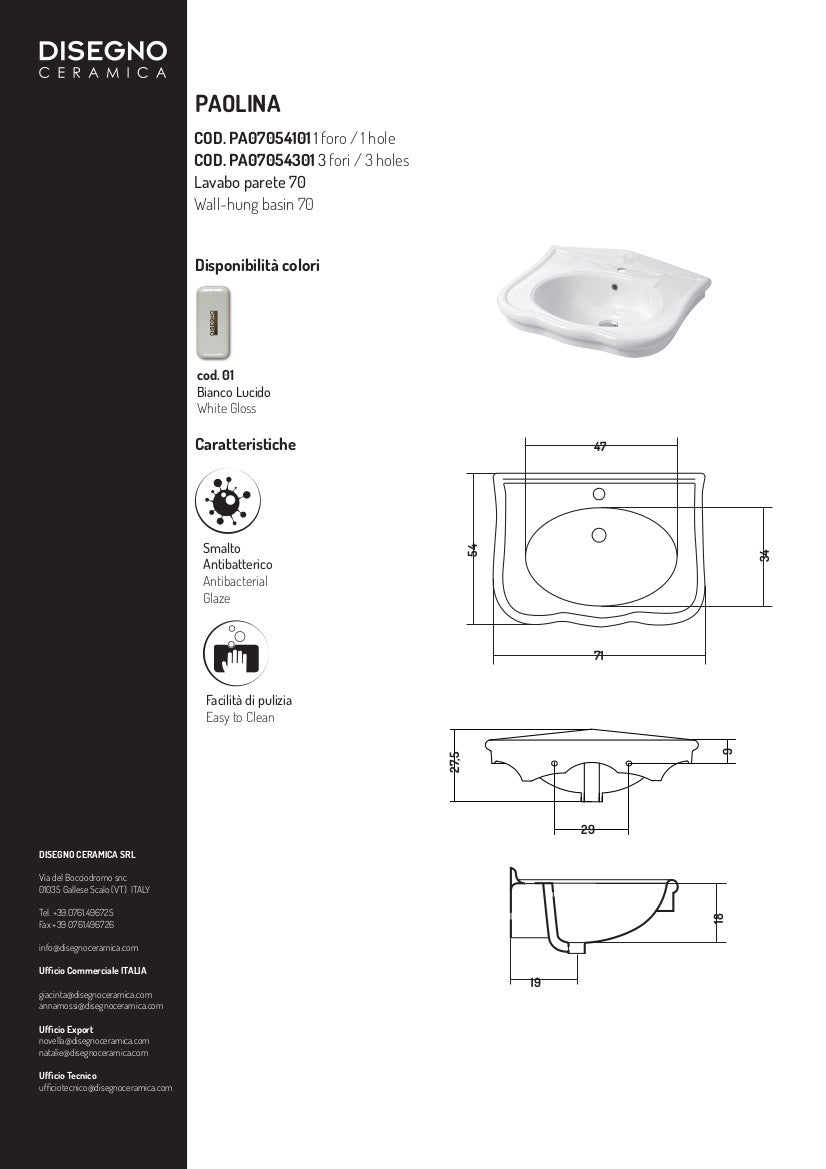 Paolina 70 cm Hängewaschbecken