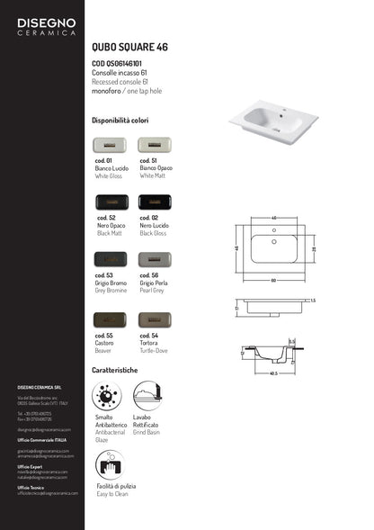 Qubo Square 46 Einbaukonsolentisch 61x46 cm