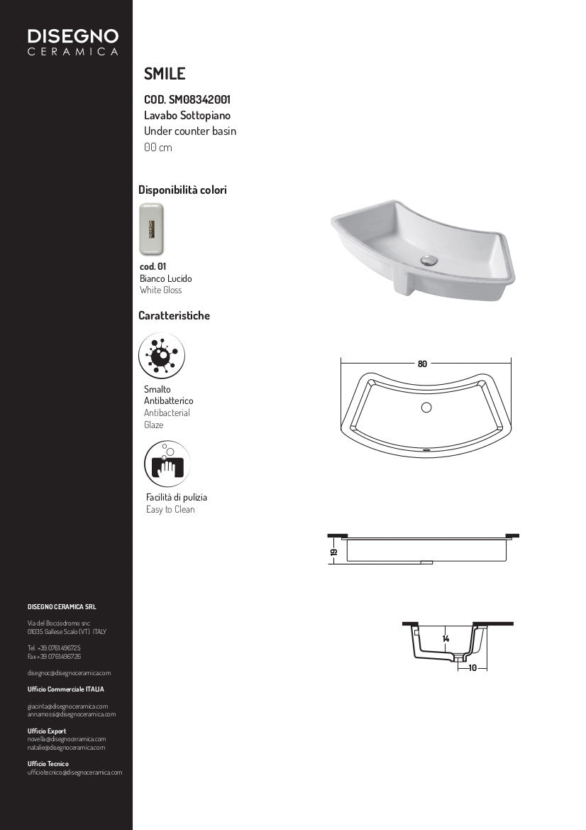 Lavabo sous plan Smile 80 cm