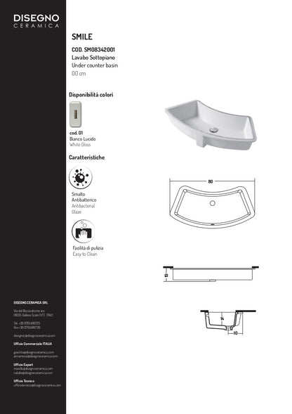 Lavabo sous plan Smile 80 cm