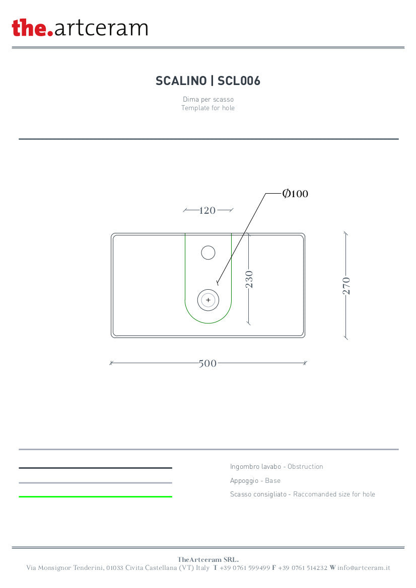 Lavabo sospeso/appoggio cm 50x27 Scalino