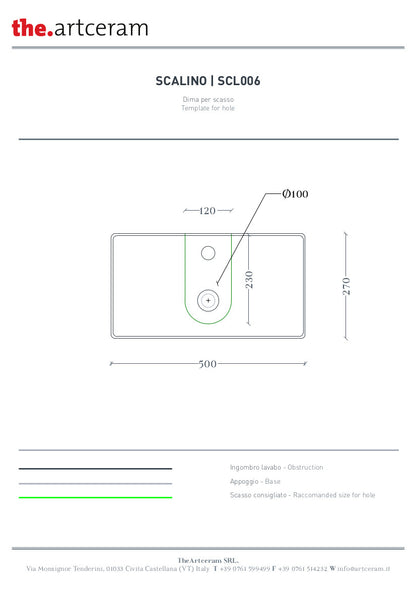 Lavabo sospeso/appoggio cm 50x27 Scalino