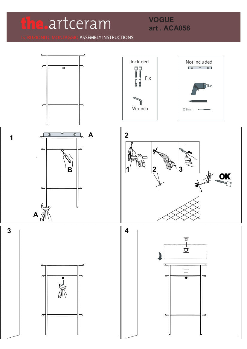 Vogue-Struktur für Rombo, Millerighe, Cognac und Atelier Aufsatzwaschbecken