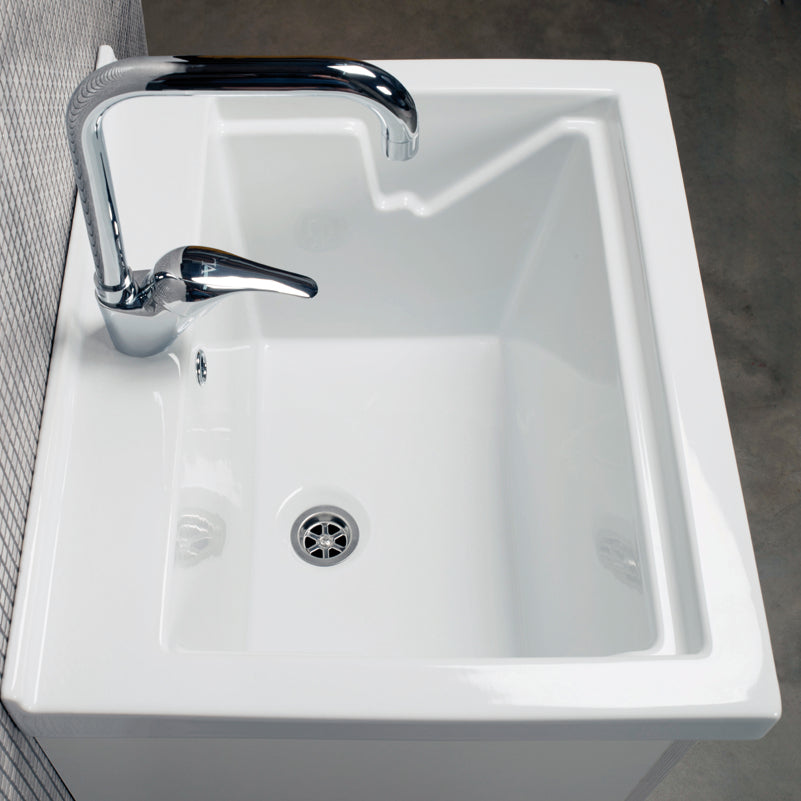 Mobile lavanderia bianco Sirena + ceramica 60x50 Onda