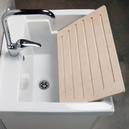 Mobile lavanderia bianco Sirena + ceramica 60x50 Onda