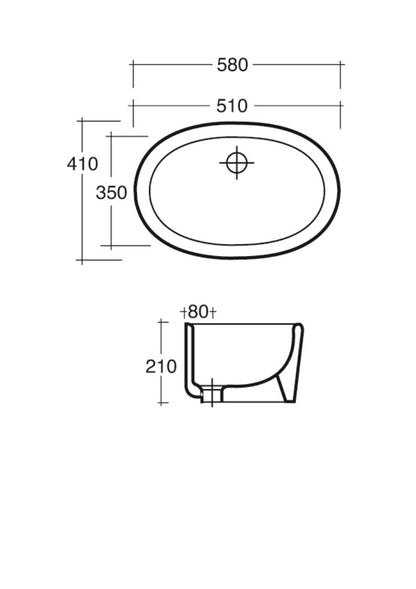 Lavabo Sottopiano cm 58x39 Parigi