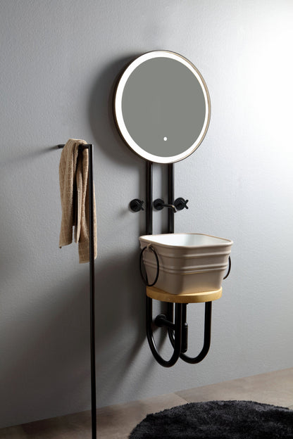 STRUTTURA IN METALLO CON SPECCHIO E RIPIANO IN MARMO STRAPUNTINO