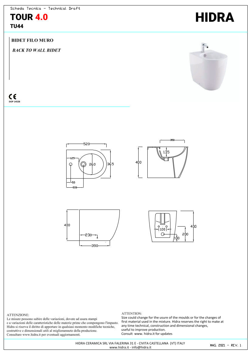 Coppia sanitari filo parete Tour 4.0