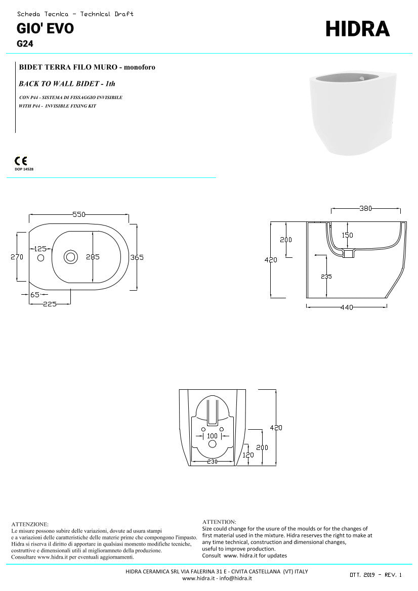 Bidet a terra Giò Evolution