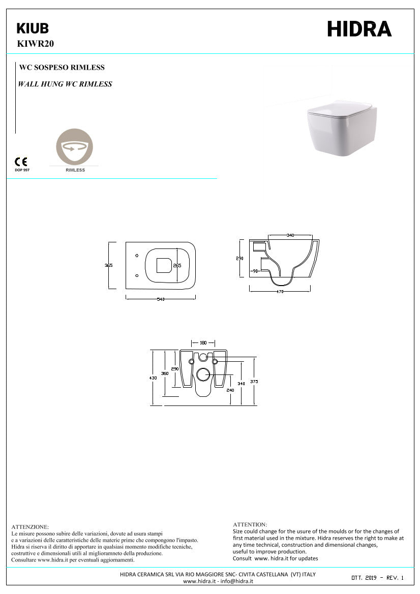 Vaso sospeso senza brida Kiub
