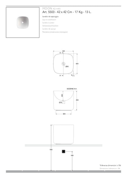 Lavabo da appoggio H40 Moon