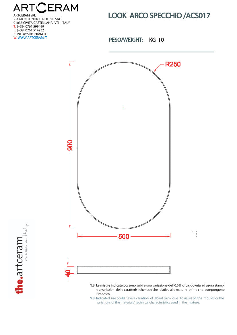 Specchio da bagno ovale 50x90 cm con cornice Look Ring