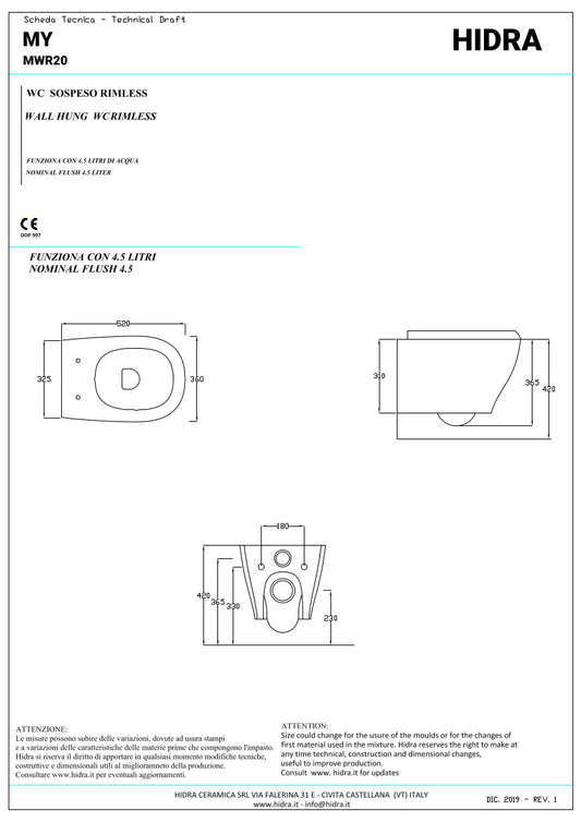 Vaso sospeso senza brida My