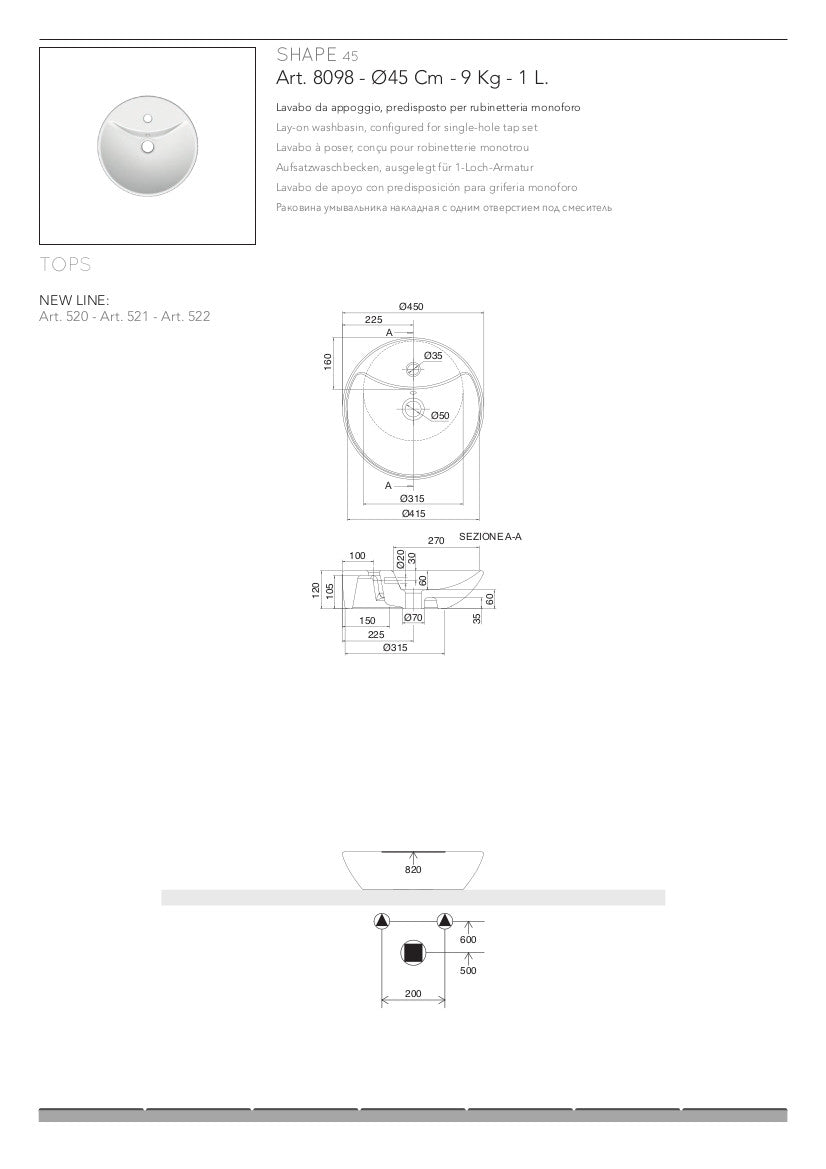 Lavabo da appoggio Shape