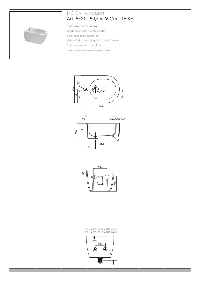 Sanitari sospesi Moon
