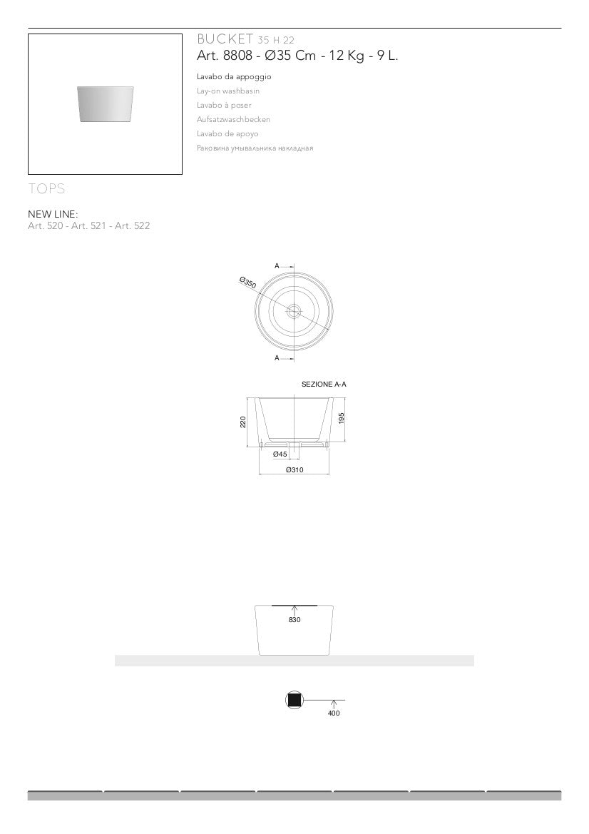 Lavabo appoggio cm 35 Bucket