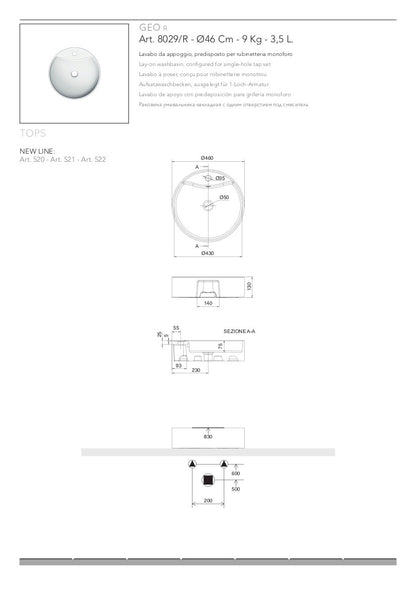 Lavabo da appoggio Geo Thin-line