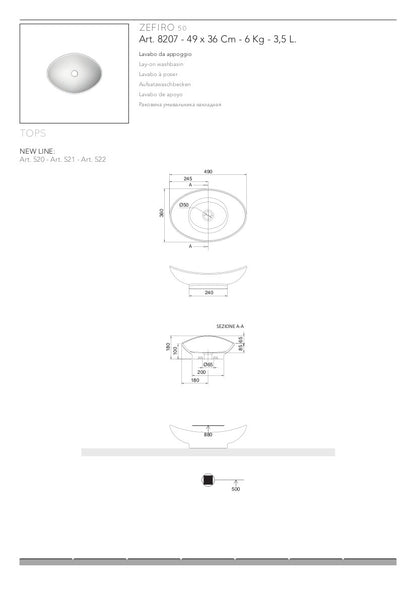 Lavabo da appoggio Zefiro