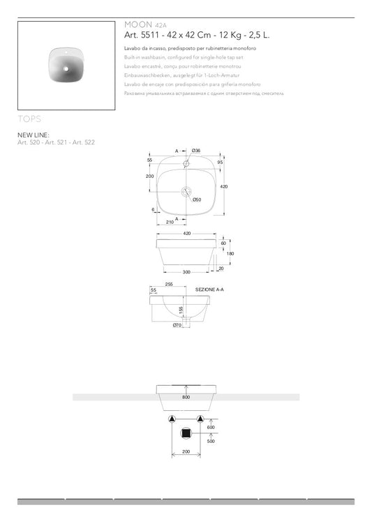 Lavabo da incasso Moon