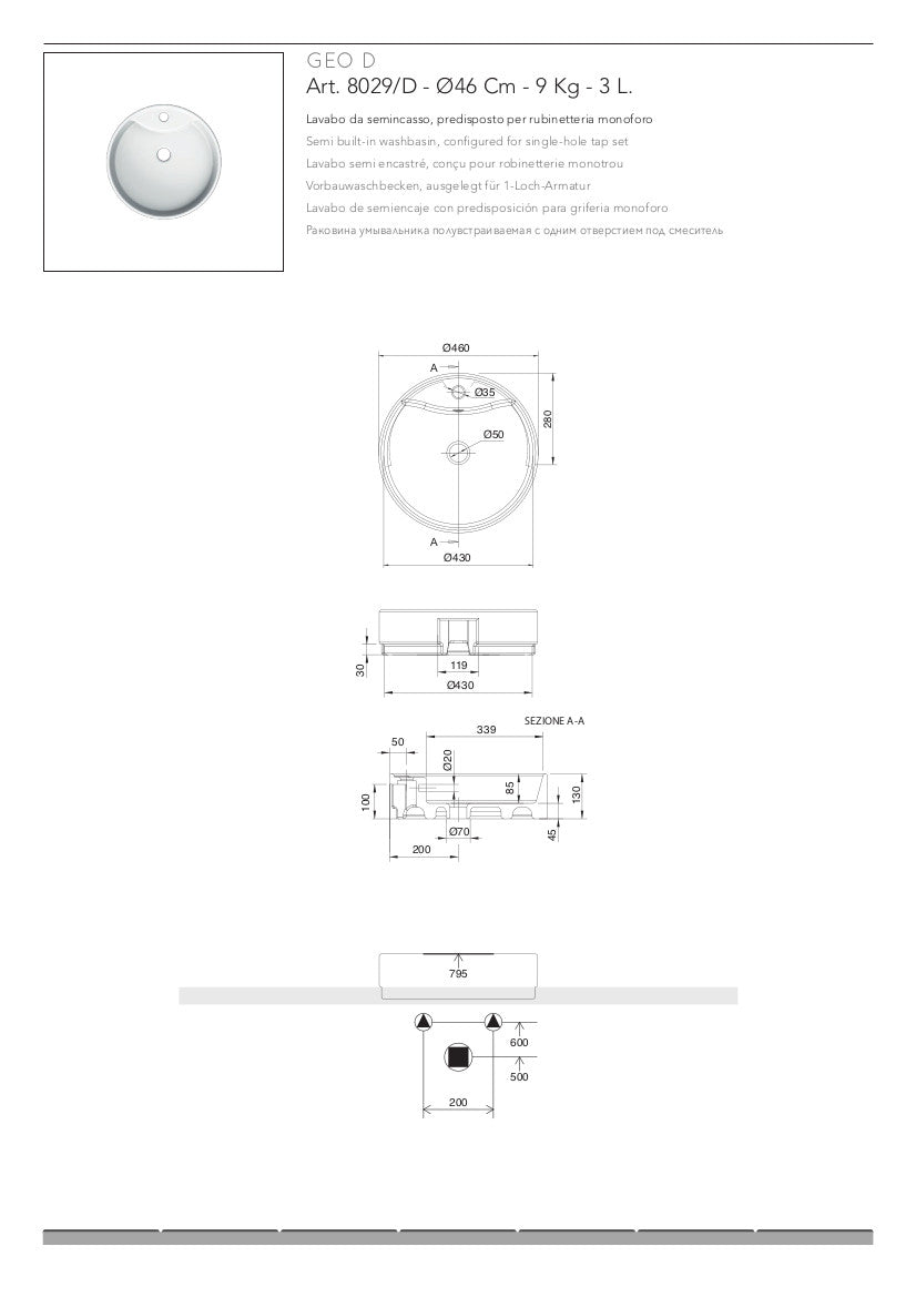Lavabo semincasso Geo Thin-Line