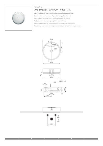 Lavabo semincasso Geo Thin-Line