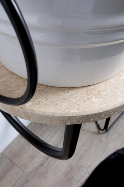 STRUTTURA IN METALLO CON SPECCHIO E RIPIANO IN MARMO STRAPUNTINO