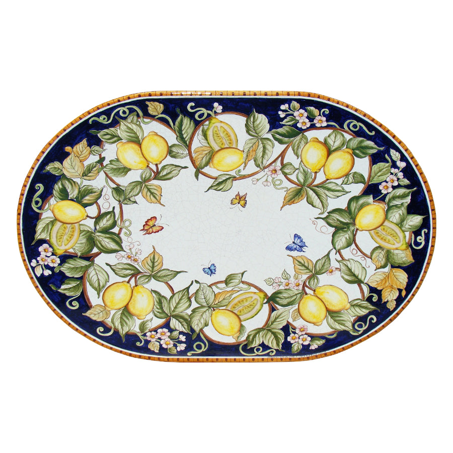 Tavolo in pietra lavica ovale Fantasia di Limoni