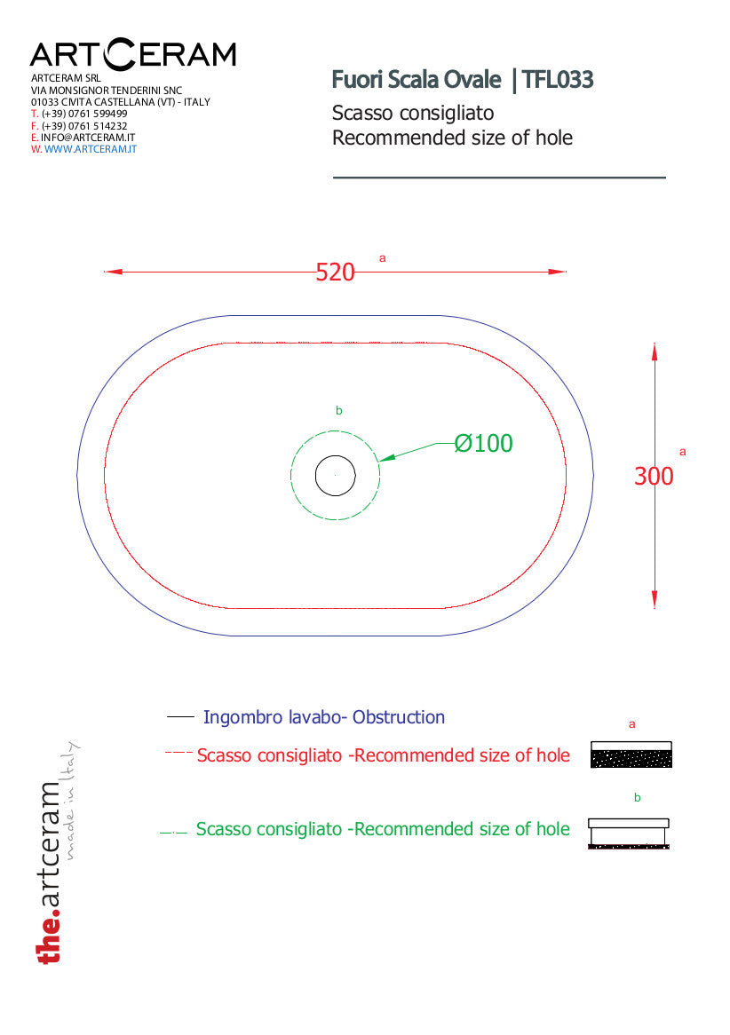 Lavabo ovale appoggio/incasso/per struttura dedicata cm 58x35 Fuori Scala